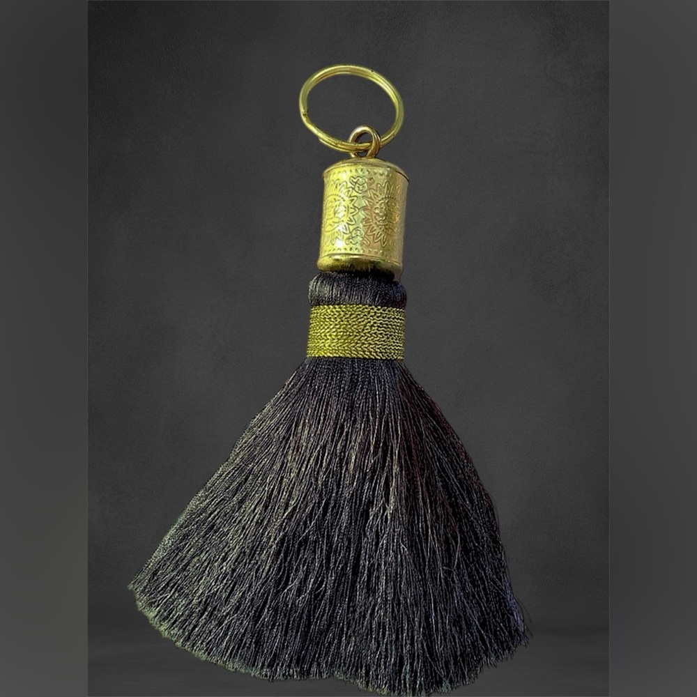Gold & Black Tassel Keychain Charm